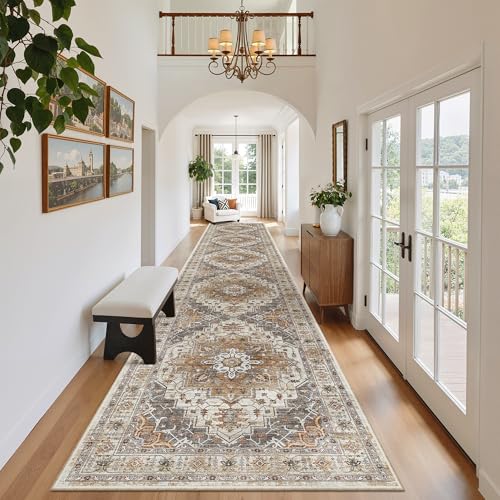 Hallway Runner Rug 2'6''x14' Kitchen Runners Vintage (Turmeric/Grey / 2'6" x 14' (Runner))