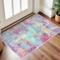 Small Abstract Area Rug 2x3 Ft Entryway Rugs Washable Door Mat Indoor Entrance (Multi Pink / 2' x 3' (Rectangular))