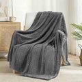 Large Waffle Fleece Throw Blanket for Couch (Gray / 50x70 in)