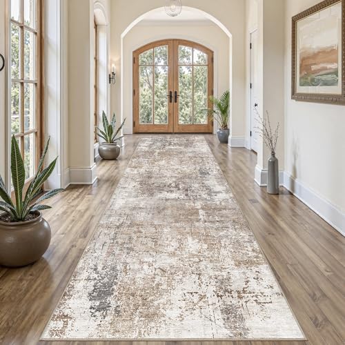 3x12 Washable Runner Rug for Hallway (Brown/Grey/Red / 3' x 12' (Runner))