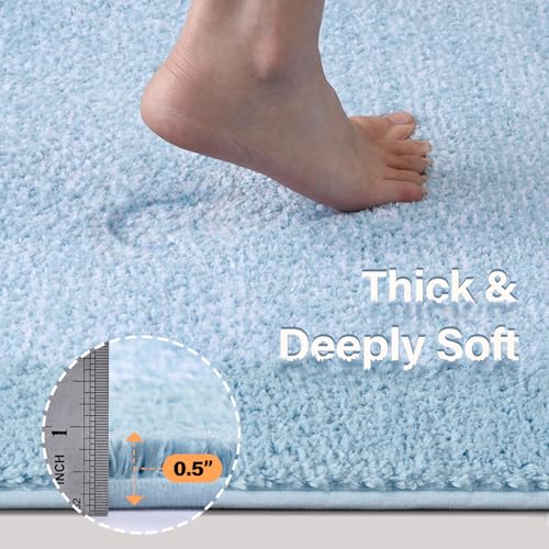 48x24 Bathroom Rugs Non Slip Washable (Light Blue / 2' x 4' (Rectangular))