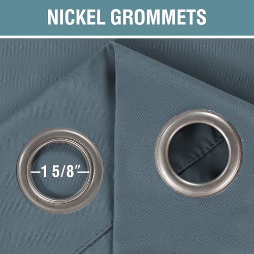 Blackout Patio Curtains 100 x 108 Inches for Sliding Door Extral Wide Blackout Curtain Panels Thermal Insulated Room Divider (100"W x 108"L (Pack of 1) / Stone Blue)