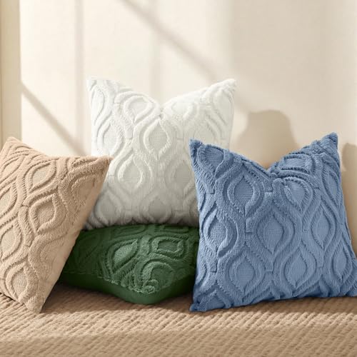Faux Fur Plush Soft Blue Throw Pillow Covers 16x16 Set of 2 (16" x 16" (Pack of 2) / Blue)