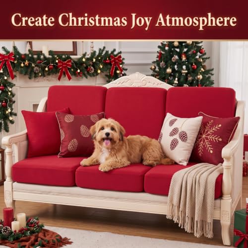 4 Pcs Stretch Cushion Covers (Burgundy / Seat Cover)