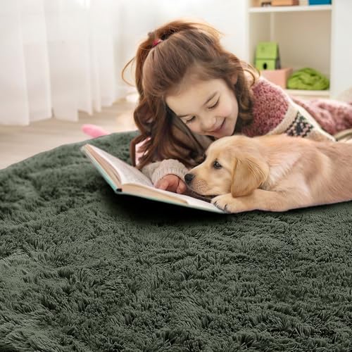 Olive Green Round Rugs for Bedroom (6 Ft Round / Olive Green)