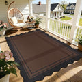 6x9 Scalloped Rug Easy Jute Washable Outdoor Patio Rug Black Brown (6'*9'(Rectangular) / Black Brown)