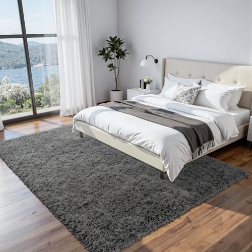 6x9 Fluffy Shag Area Rugs for Living Room Bedroom (Grey / 6' x 9' (Rectangular))