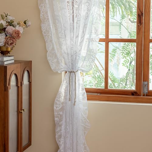 White Ruffle Curtains (59"W x 96"L (Pack of 2) / White)
