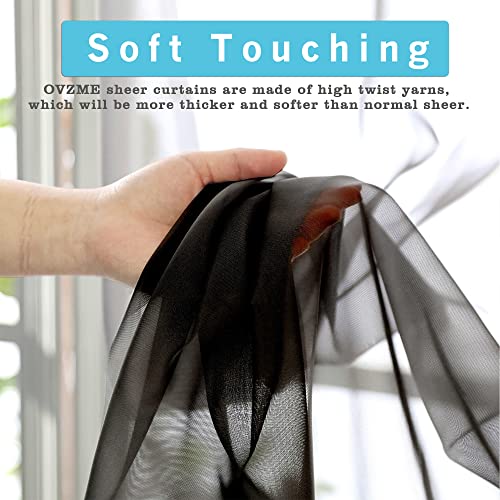 Black Sheer Curtains 36 inches Long (Black / 42"W x 36"L (Pack of 2))