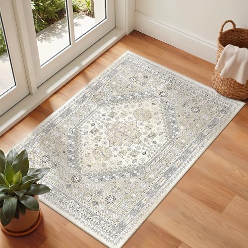 2x3 Rug Non Slip (Beige/Grey / 2' x 3' (Rectangular))