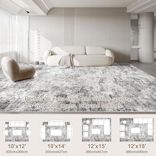 10x14 Washable Area Rug (Grey / 10' x 14' (Rectangular))