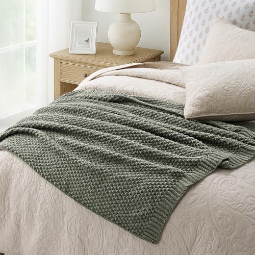HOME Chunky Chenille Knit Throw Blanket (Dried Thyme / 60" X 80")