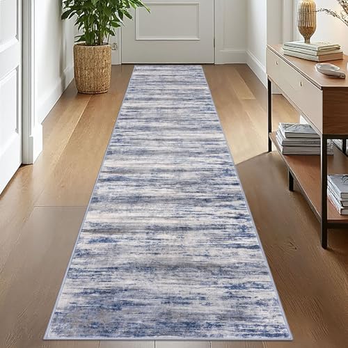 Modern Abstract Kitchen Runner Rug (Blue-grey / 2' x 10' (Runner))