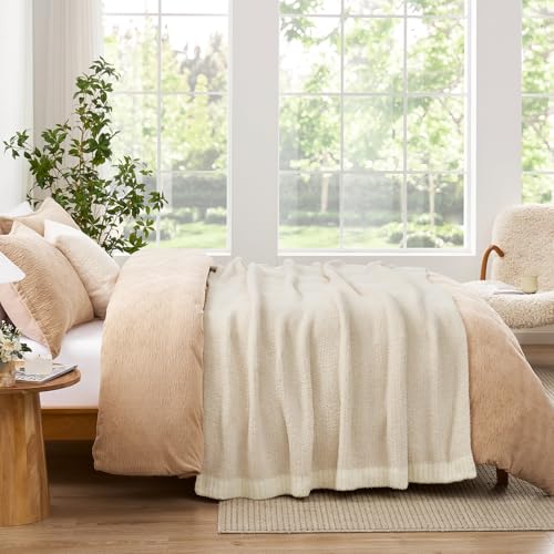 Queen Size Oversized Super Soft Bed Blanket (Heather Ivory / Queen (90"x90"))