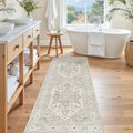 Hallway Runner Rug 2x5 Washable Entry Rugs Non (Beige/Brown / 2' x 5' (Runner))