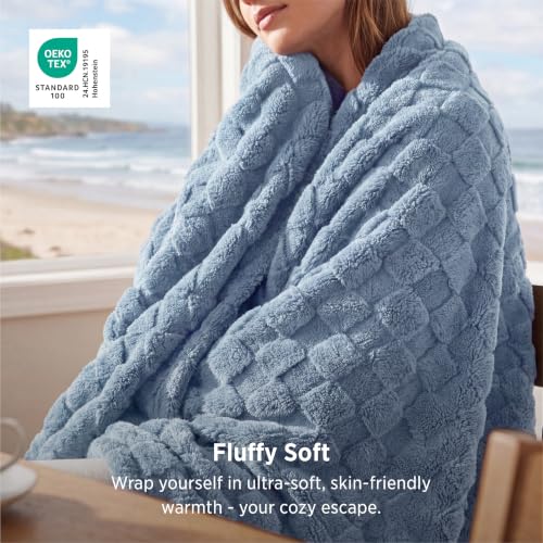Checkered Soft Cozy Twin Blanket for Bed (02 Ashley Blue / Twin (60" X 80"))