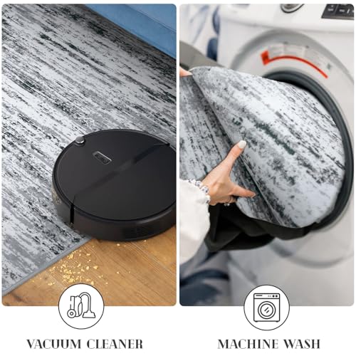 Modern Abstract Runner Rug 3x10 (3' x 10' (Runner) / Black Gray White)