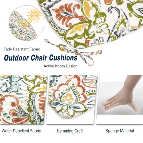Outdoor Chair Cushions 16"x17" Set of 2 (2 Count / Paisley Botanical)