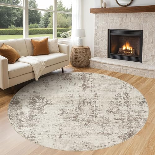 6ft Round Area Rug Living Room Rugs (Dark Brown / 6' (Round))