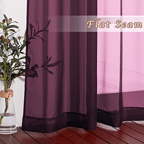 Voile Red Sheer Curtains 84 Inches Long (Burgundy Red / 54"W x 84"L (Pack of 2))