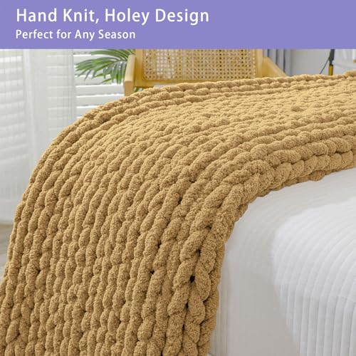 Chunky Knit Throw Blanket for Couch (Goldenrod / 40"x80" (Special Size Throw))