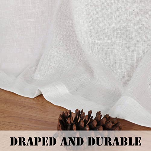 Elegant Natural Linen Semi Sheer Blended Energy Efficient Light Filtering Curtains Not Solid (52"W x 96"L (Pack of 2) / Heathered White)