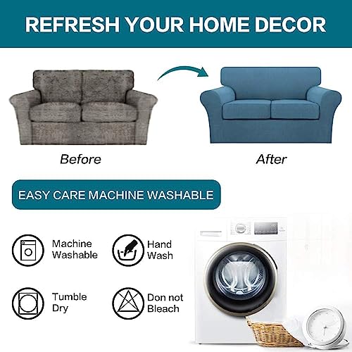 3 Piece Sofa Covers For 2 Cushion Couch Sofa Slipcover Soft Couch Cover For Dogs (Loveseat (2 Cushion) / Dusty Blue)