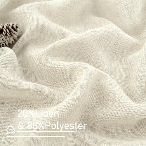 108 inch Semi Sheer Linen Curtains for Living Room Bedroom 2 Panels (Natural / 52"W x 108"L (Pack of 2))