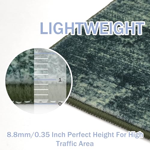 Abstract Runner Rug 2x10 Ft Washable Runners for Hallways (Dark Green / 2' x 10' (Rectangular))
