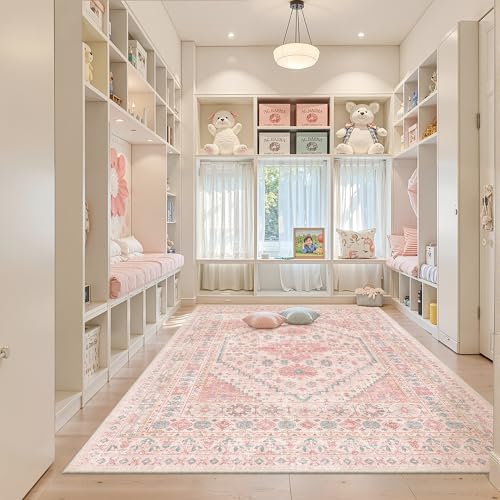 Pink Rugs for Bedroom (Pink/Blue / 6' x 9' (Rectangular))