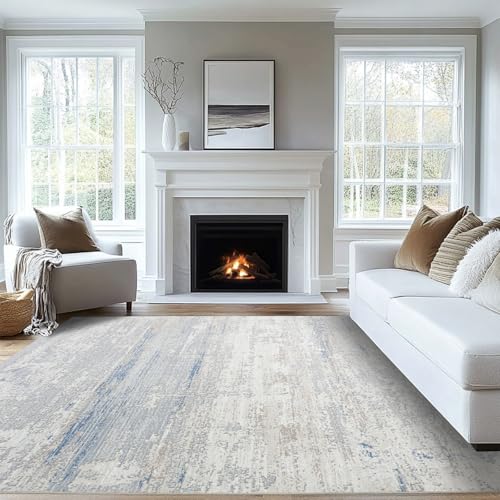 Washable Rugs 5x7 Area Rugs for Living Room (5' x 7' (Rectangular) / Blue-griege-brown-beige-white)