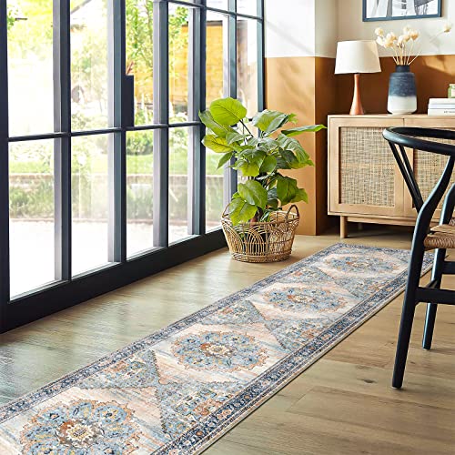 Washable Runner Rug 2x10 (Blue / 2' x 10' (Rectangular))