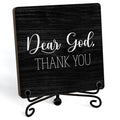 Modern Farmhouse Decor (Dear God (Black-03) / Wooden Sign with Iron Stand)
