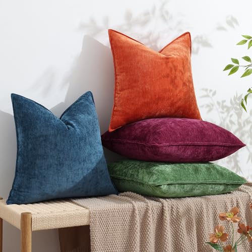 Chenille Poseidon Velvet Throw Pillow Covers 24x24 Set of 2 (Poseidon / 24" x 24" (Pack of 2))