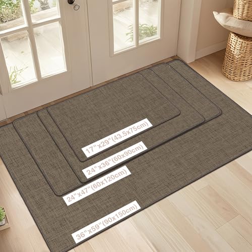 Ultra Thin Indoor Door Mat 17"x29" (Brown / 3' X 4'11" (Rectangular))