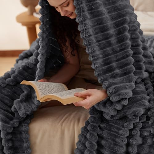 Soft Queen Size Blanket for Bed Grey 90"x90" (Grey / Queen)