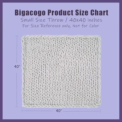 Chunky Knit Throw Blanket for Couch (Dark Grey / 40"x40" (Small Size Throw）)