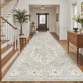 4x12 Wide Hallway Runner Rug Washable for Living Room (Beige/Brown / 4' x 12' (Runner))