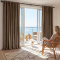 Brown Linen 100% Blackout Curtains 120 Inch Long for Living Room (Brown / 52"W x 120"L (Pack of 2))