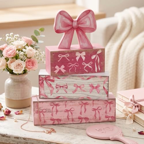 4 Pcs Pink Bow Table Decorations (Pink Bow)