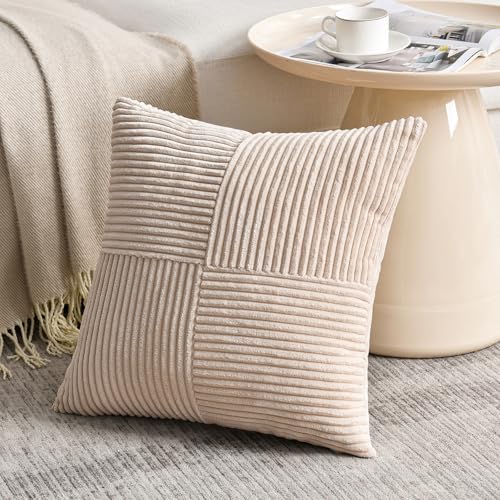 2 Packs Tan Decorative Throw Pillow Covers 16x16 Inch for Living Room Couch Bed Sofa (Tan / 16" x 16" (Pack of 2))