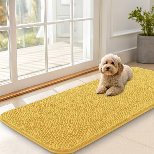 Dog Door Mat for Muddy Paws 47x20 (Yellow / 47" X 20")