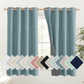 100% Absolutely Blackout Linen Curtains with Thermal Insulated White Liner (52"W x 63"L (Pack of 2) / Skylark Blue)