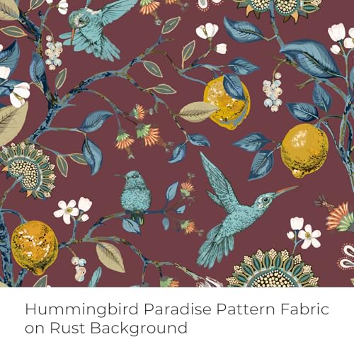 Rust Floral Curtains 96 Inches Long 2 Panels Unique Beige Luxury Elegant Colorful Euro Flower Hummingbird Patterned Rustic Vintage Grommet Drapes for Classroom Room Office Closet (Rust / 52"W x 96"L (Pack of 2))