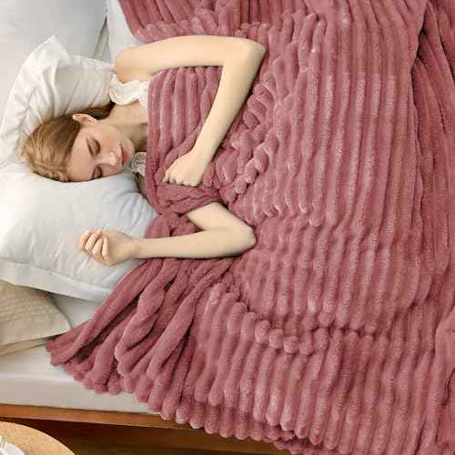 Soft Queen Size Blanket for Bed Dusty Pink 90"x90" (Dusty Pink / Queen)