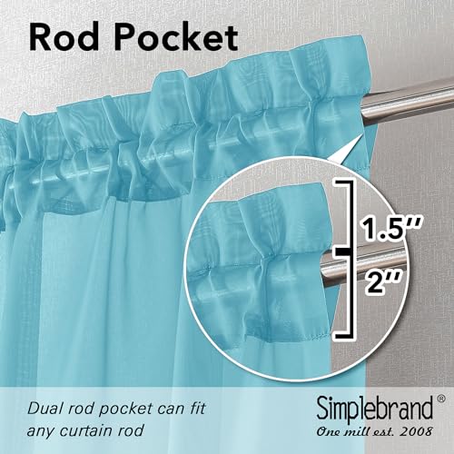 Turquoise Sheer Curtains 63 Inch Length 2 Panels (Turquoise / 42"W x 63"L (Pack of 2))