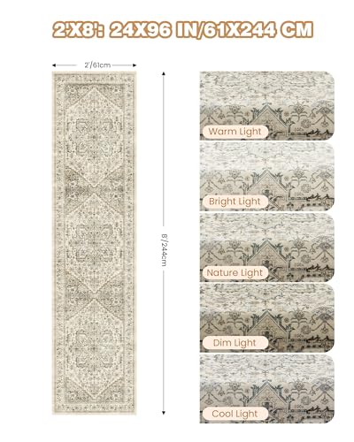 Runner Rug 2x8 Runners for Hallways Washable Rugs (Brown/Beige / 2' x 8' (Runner))