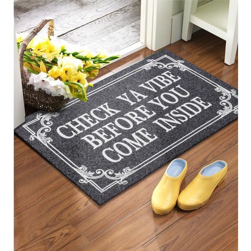 Front Door Indoor Outdoor Entrance Doormat Grey Rubber Welcome Door Mat Come Inside This House Doormat Anti Slip Easy to Clean Corridor Patio Entry Mat 28" x 18" (1'6" x 2'4" (Rectangular) / Come Inside-gray)