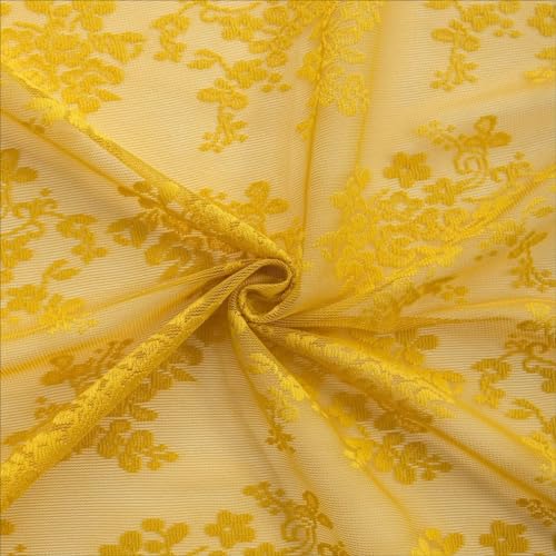 Vintage Lace Curtains 108 Inches Long (Mustard Yellow / 52"W x 108"L (Pack of 2))