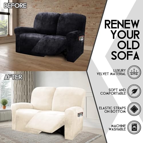 Reclining Love Seat Slipcover (Ivory)